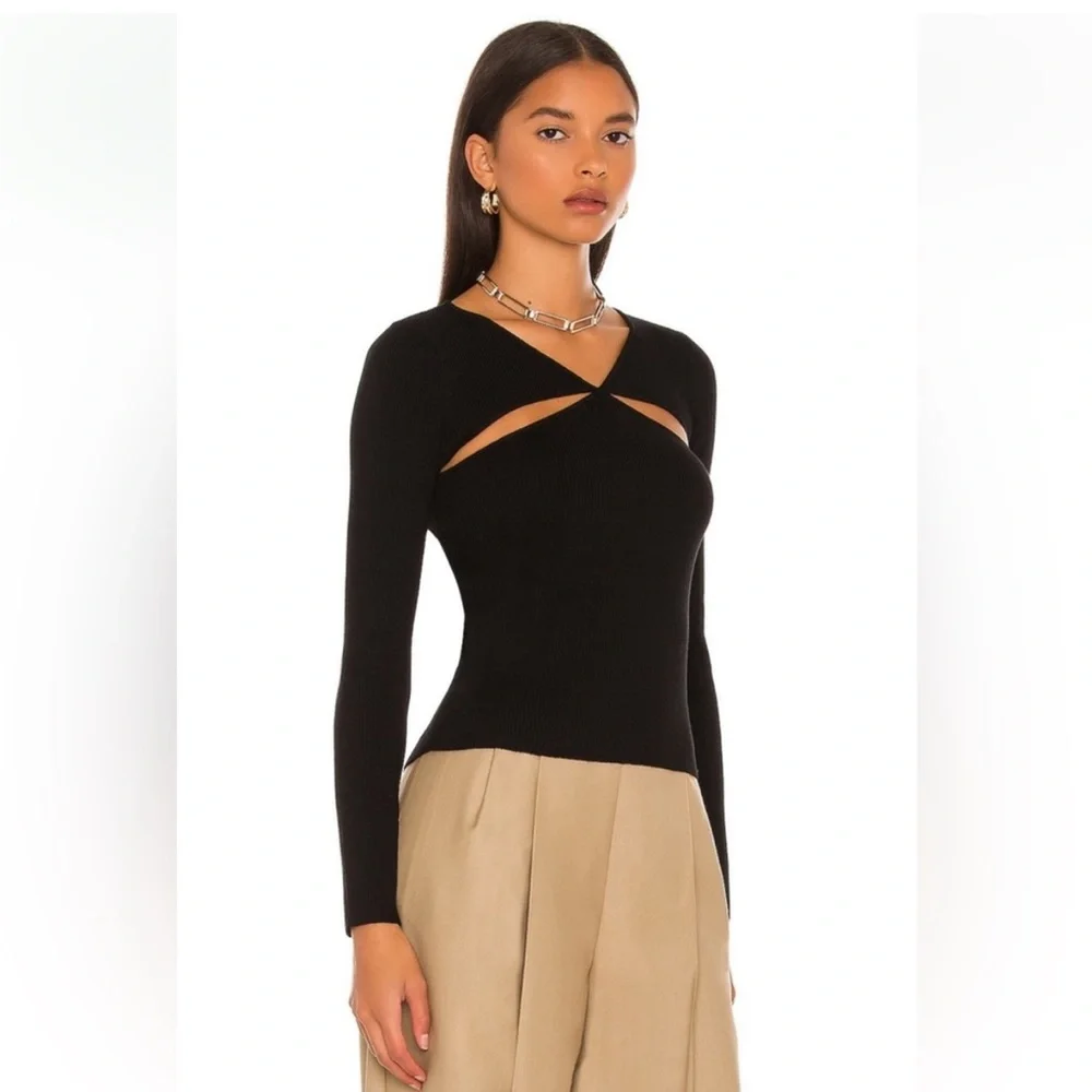 Line & Dot Halo Cutout Sweater Top - Picture 2 of 5
